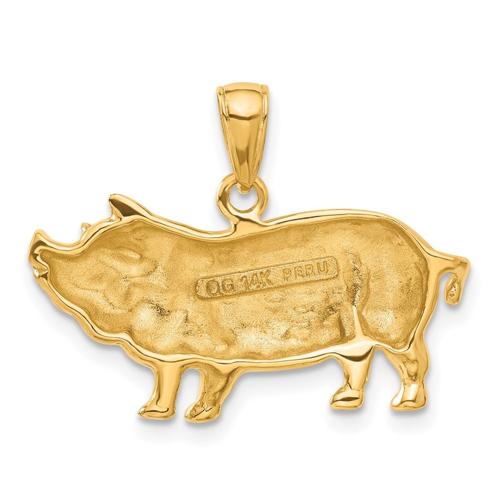 Gold Pot Belly Pig Pendant Model-C3522 - Charlie & Co. Jewelry