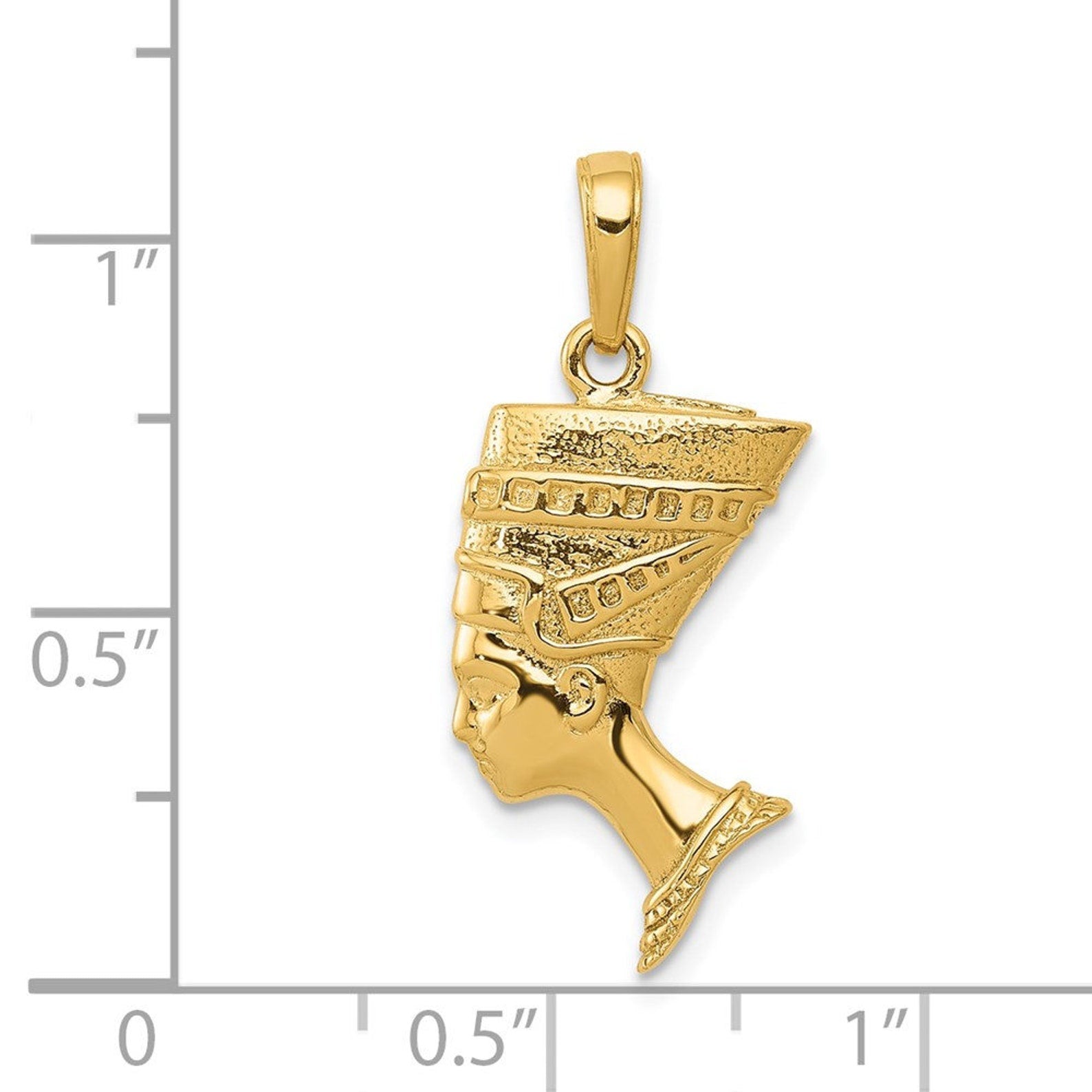 Gold Large 3D Nefertiti Pendant Model-C3069 - Charlie & Co. Jewelry