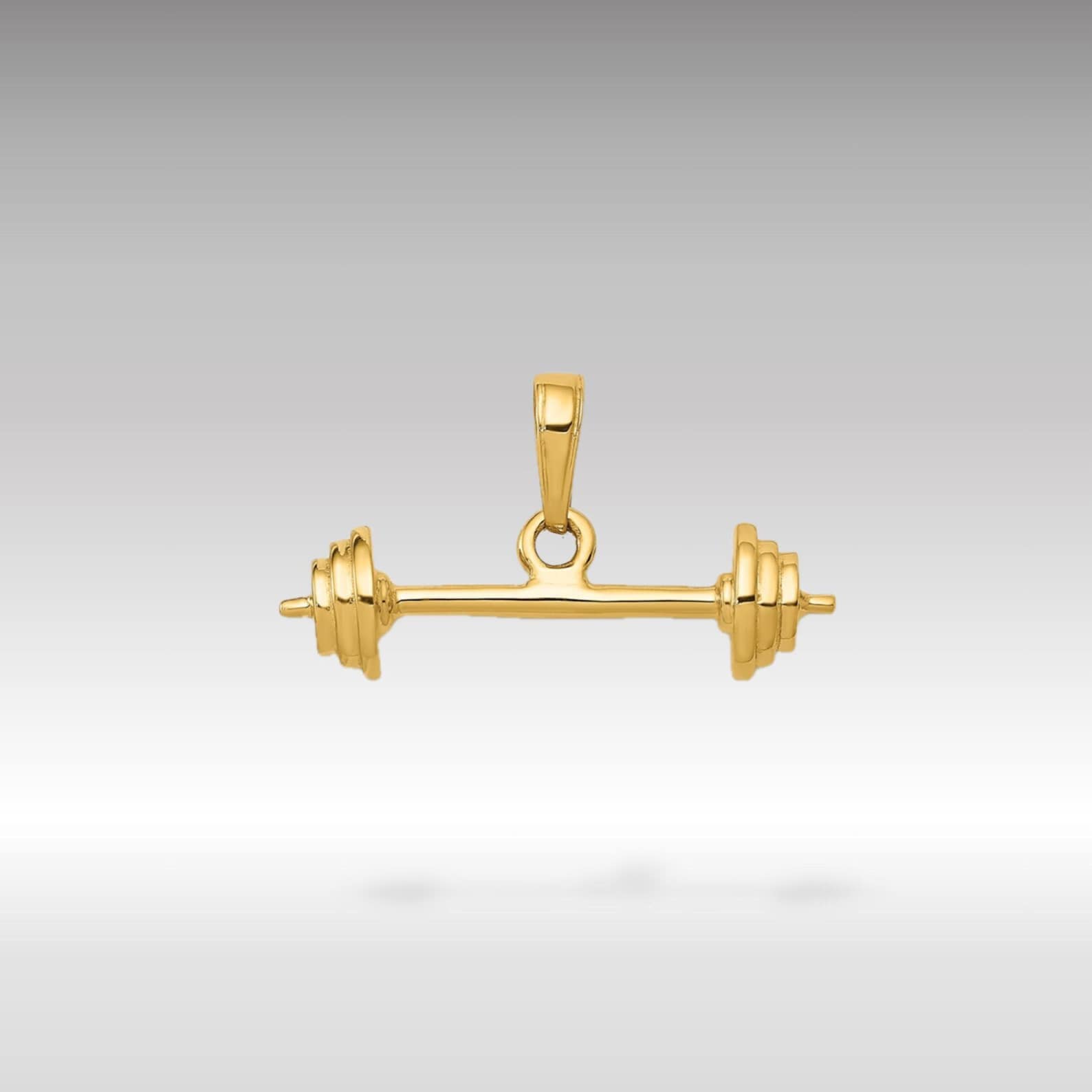 Gold 3D Barbell Pendant - Charlie & Co. Jewelry