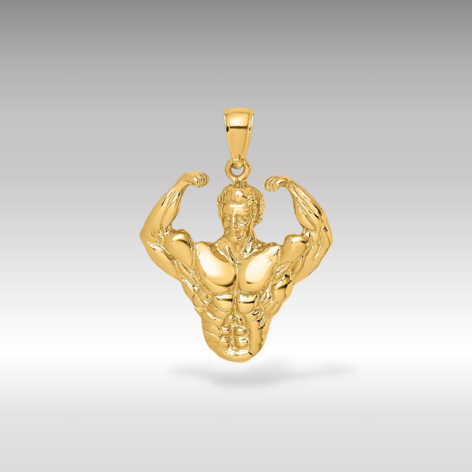 Gold 3D Bodybuilder Waist-Up Pendant - Charlie & Co. Jewelry