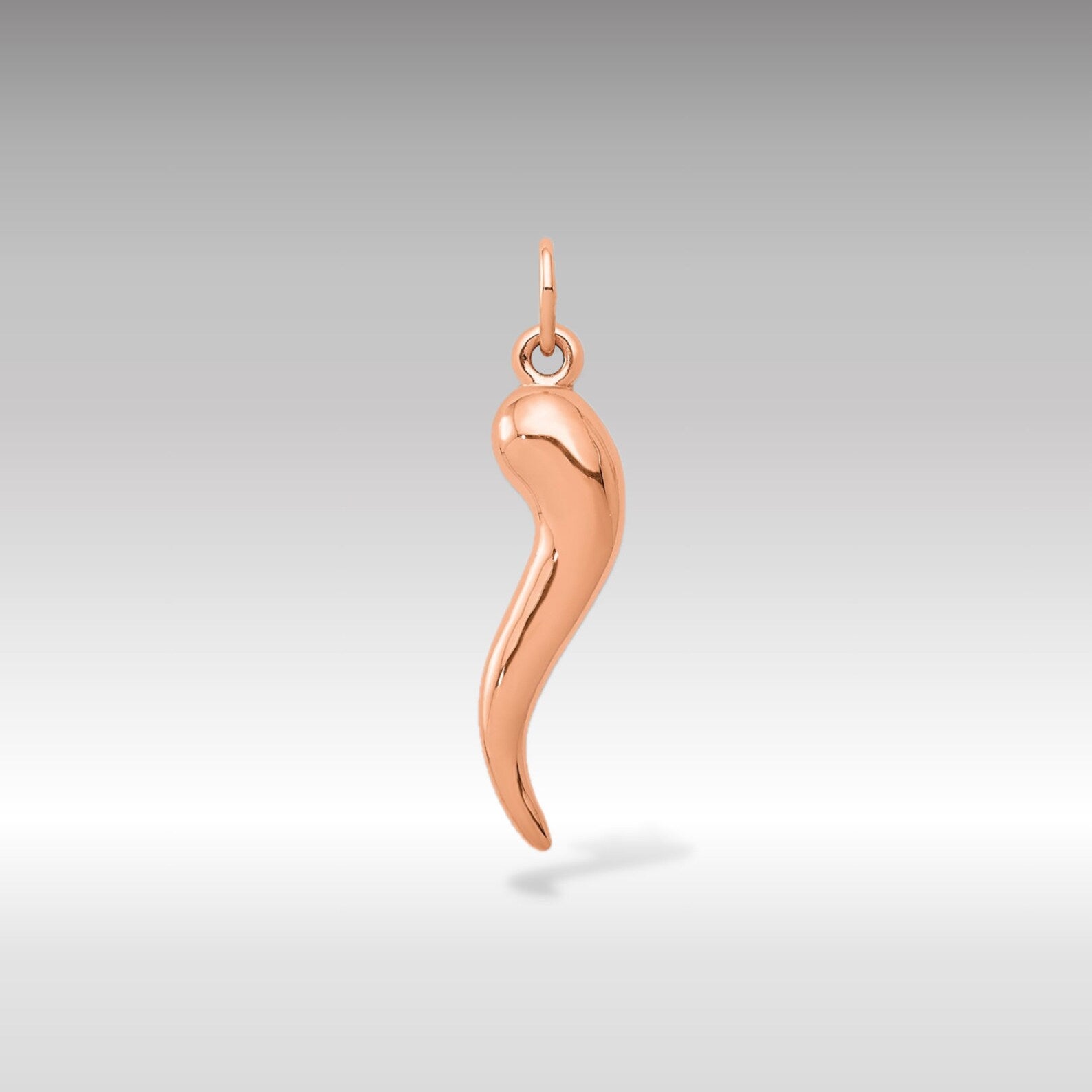 Gold Rose Gold Large 3D Italian Horn Charm Model-C3040R - Charlie & Co. Jewelry