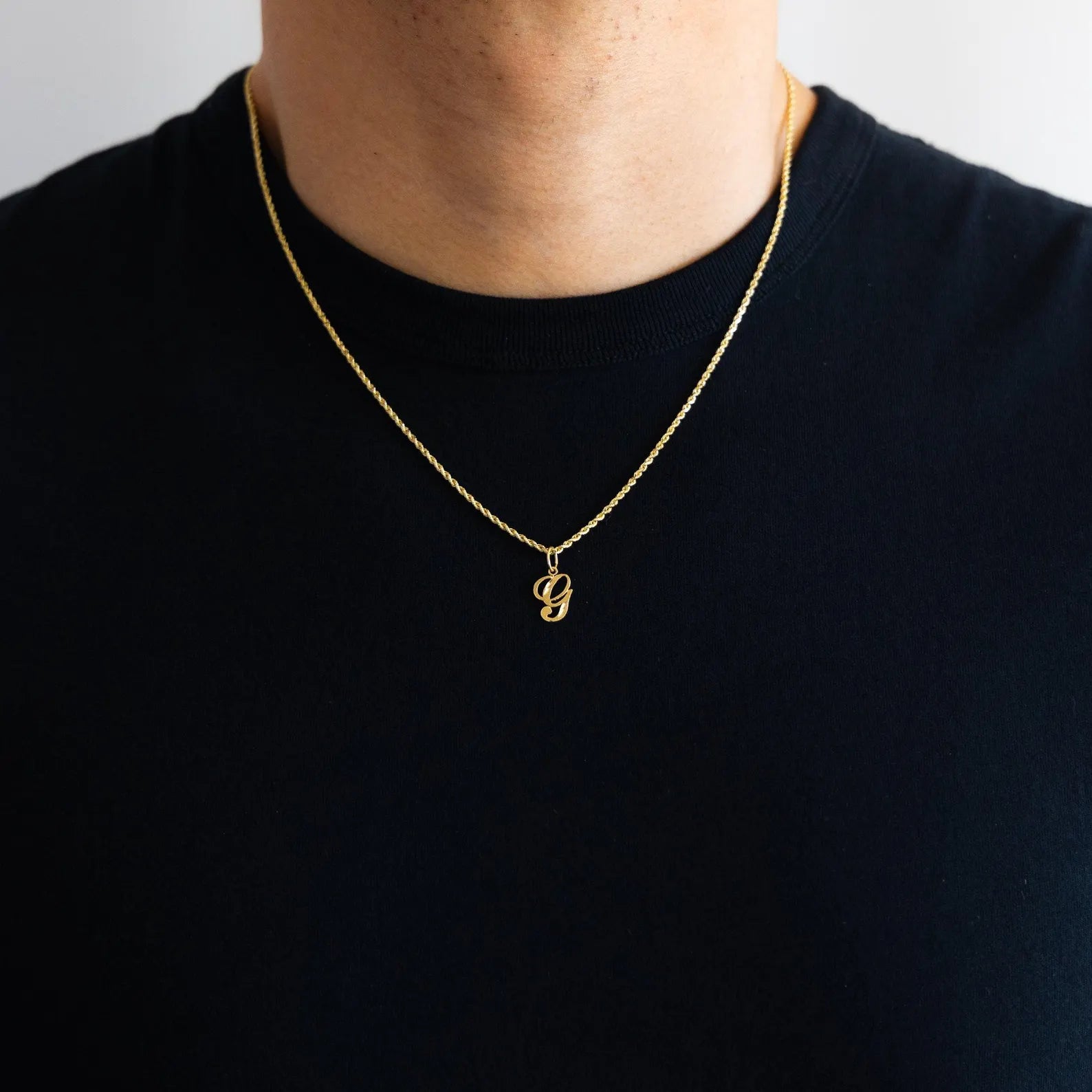 Gold Cursive Letter G Pendant | A-Z Pendants - Charlie & Co. Jewelry