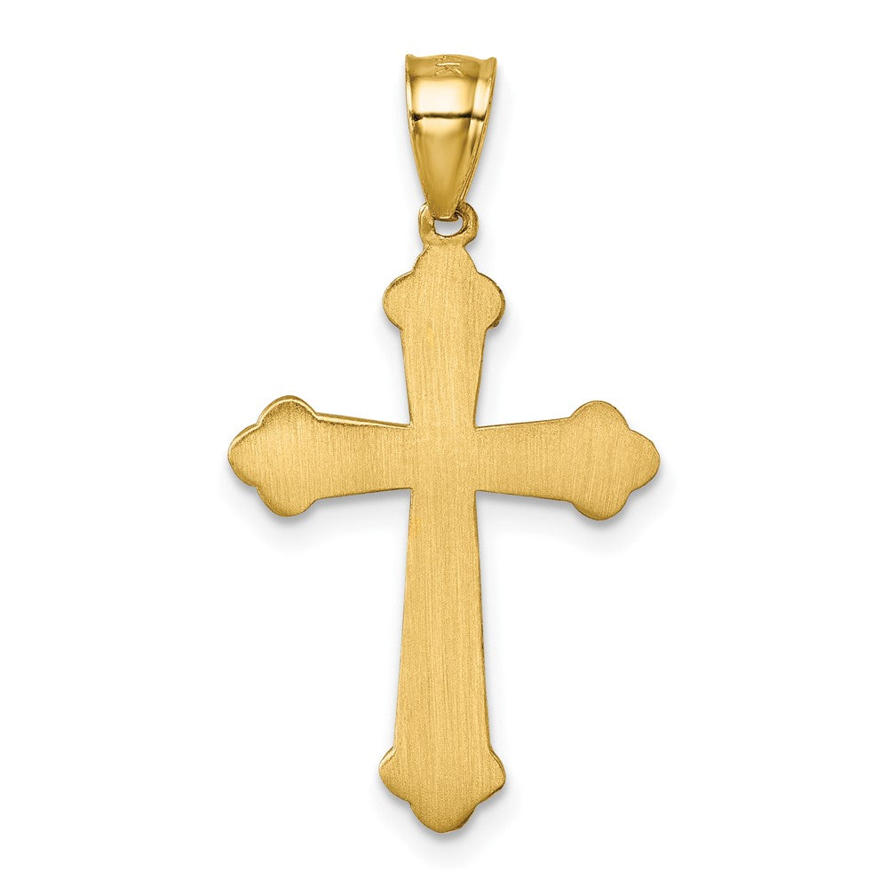14k Polished Diamond-cut Textured Fancy Budded Cross Pendant - Model K10088