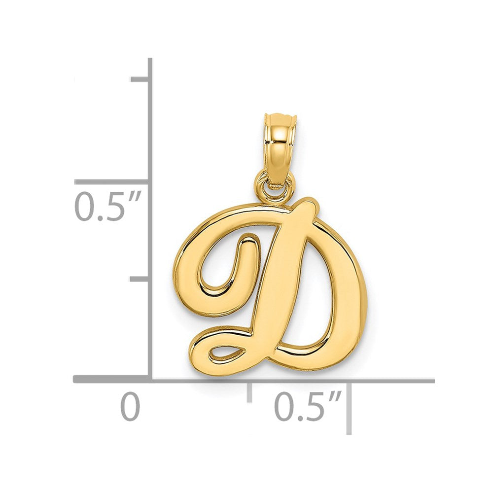 14k Script Letter D Initial Pendant - Model K6422D - Charlie & Co. Jewelry