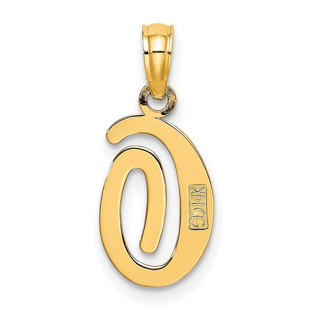 14k Script Letter O Initial Pendant - Model K6422O