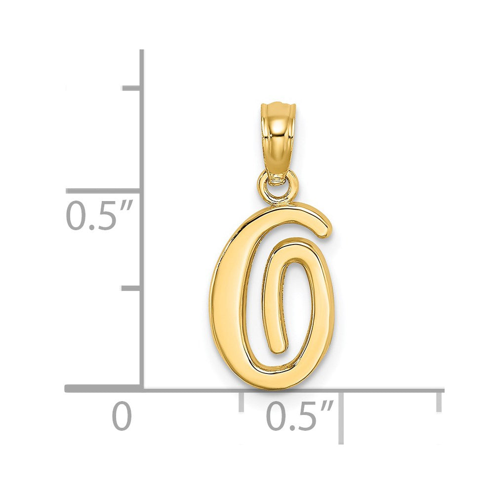 14k Script Letter O Initial Pendant - Model K6422O