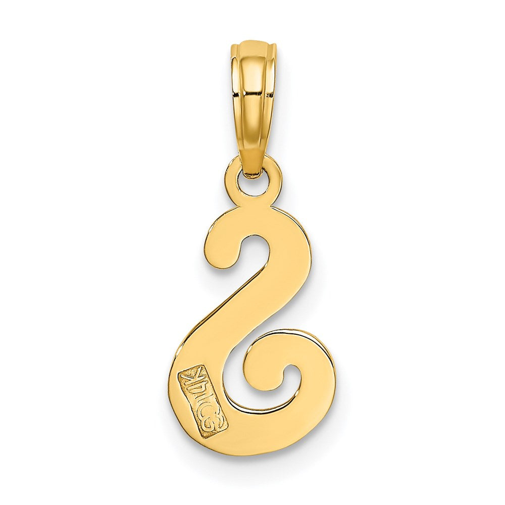 14k Script Letter S Initial Pendant - Model K6422S - Charlie & Co. Jewelry