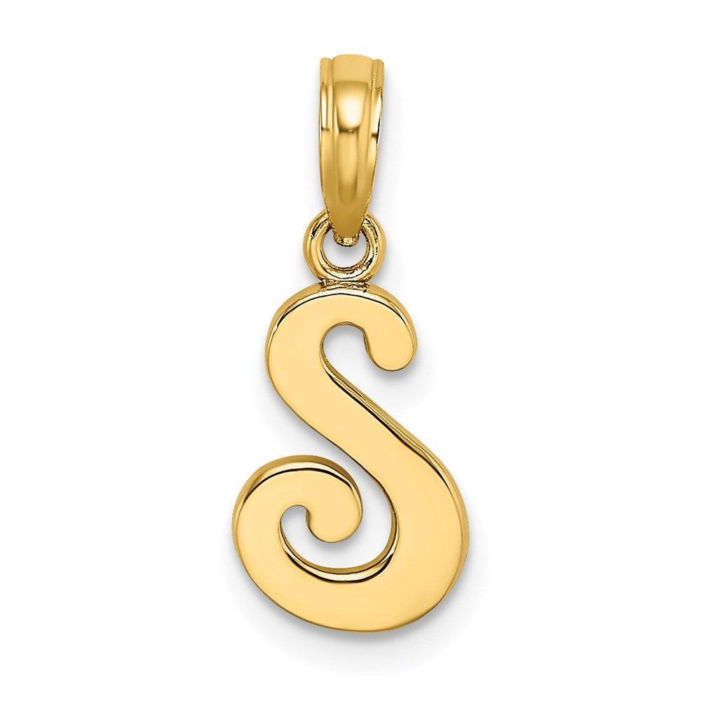 14k Script Letter S Initial Pendant - Model K6422S - Charlie & Co. Jewelry