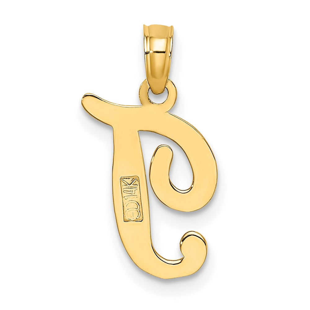 14k Script Letter T Initial Pendant - Model K6422T