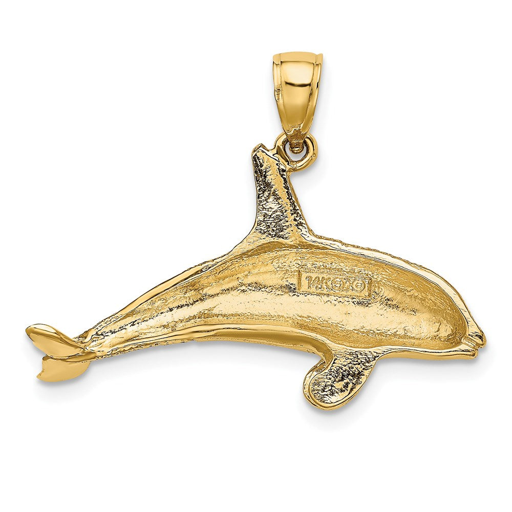 14k 2-d Textured Orca Whale Charm - Model K7874