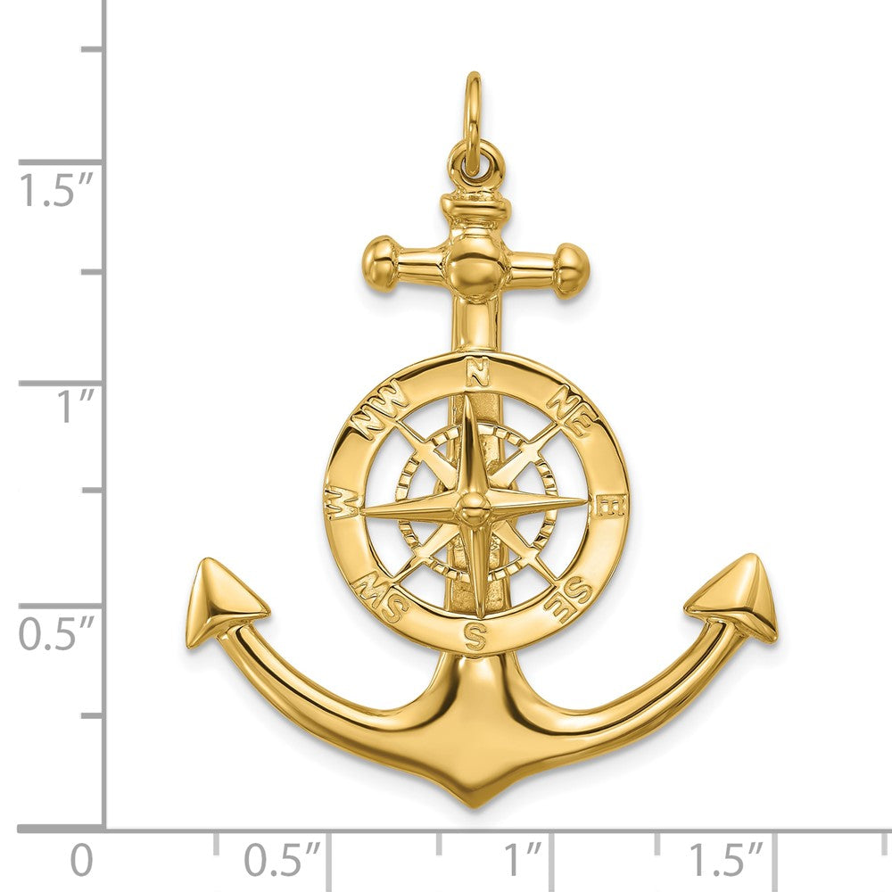 14k Large Anchor W/ Nautical Compass Charm - Model K7891
