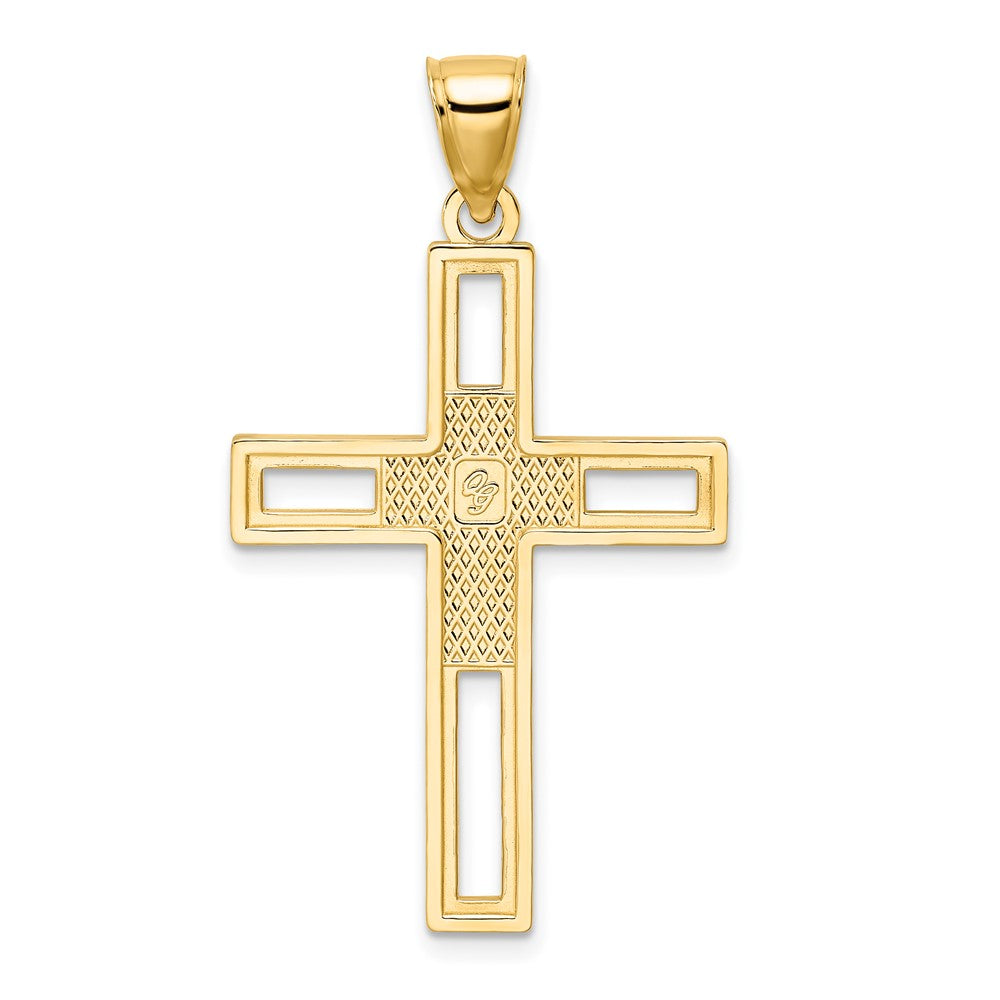 14k Beaded & Polished Double Cross Pendant - Model K9893