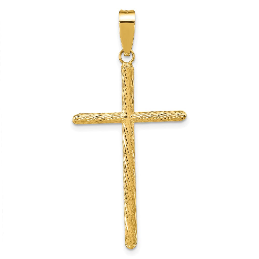 14k Polished & Textured Fancy Cross Pendant - Model K9950