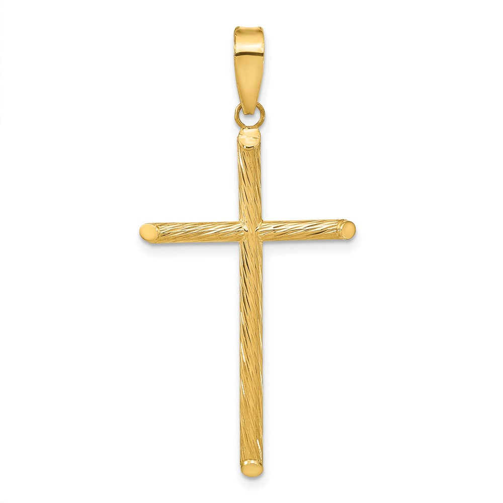 14k Polished & Textured Fancy Cross Pendant - Model K9950