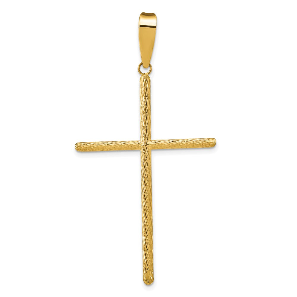 14k Polished & Textured Fancy Cross Pendant - Model K9952