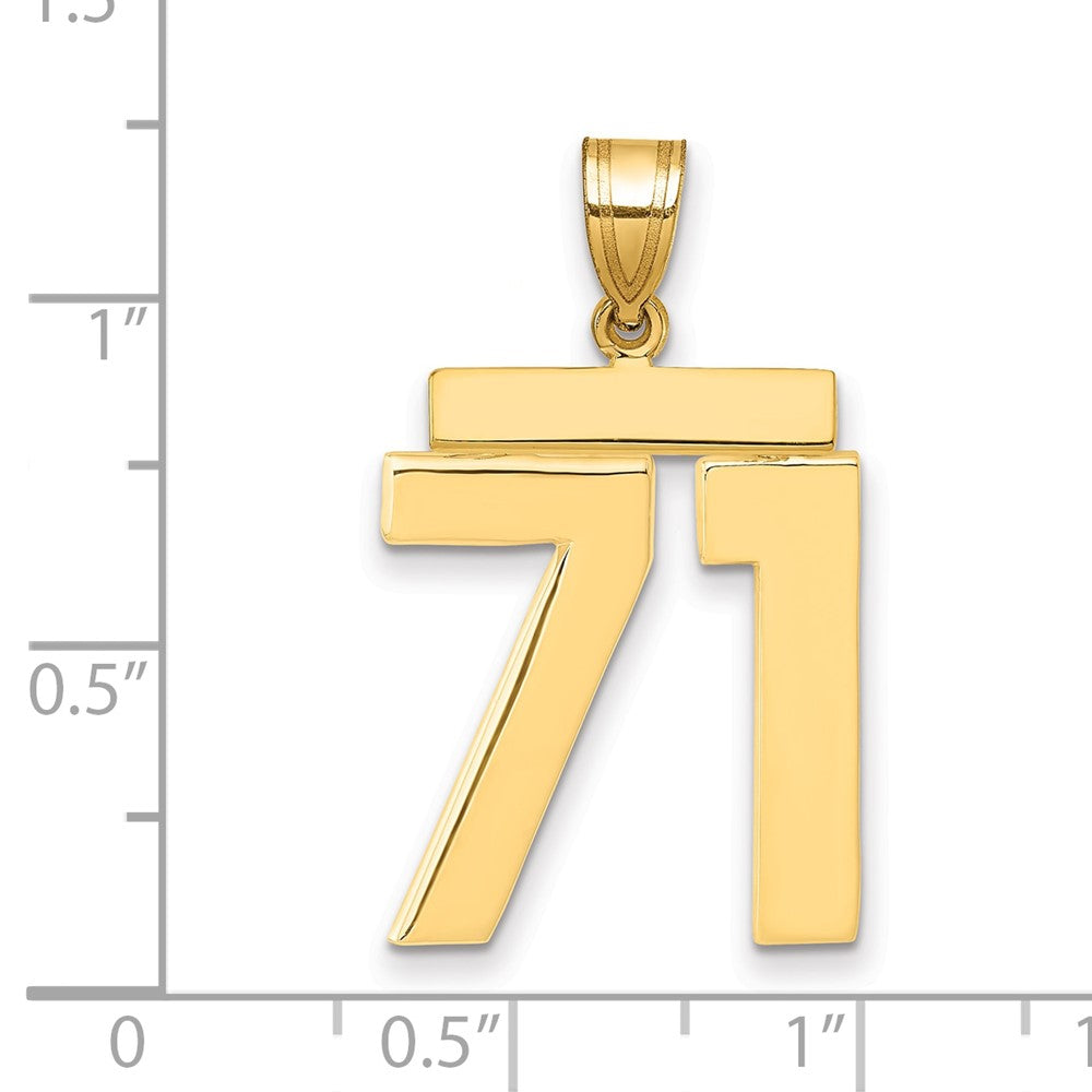 14k Large Polished Number 71 Charm - Model LP71