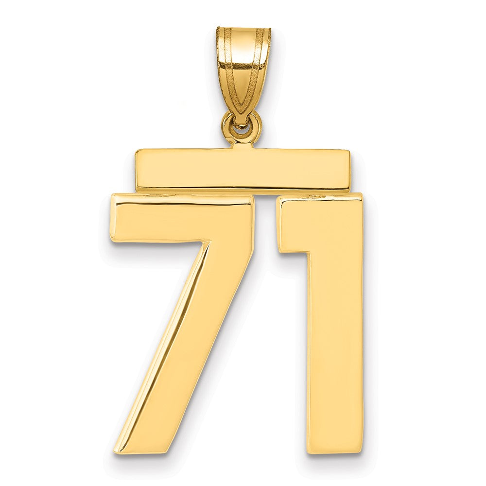 14k Large Polished Number 71 Charm - Model LP71