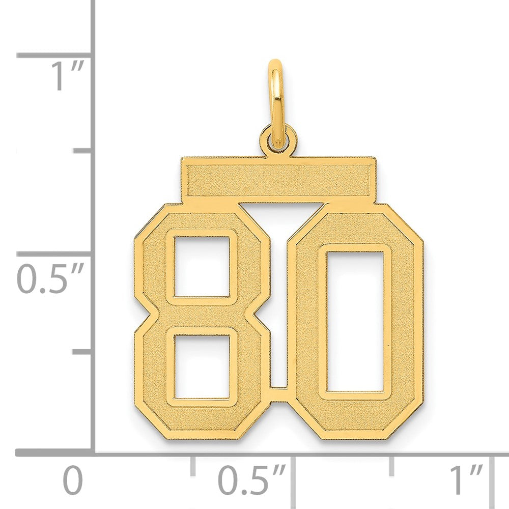 14k Medium Satin Number 80 Charm - Model LSM80