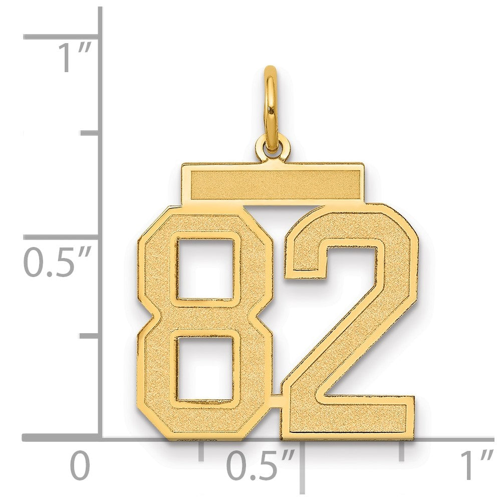 14k Medium Satin Number 82 Charm - Model LSM82