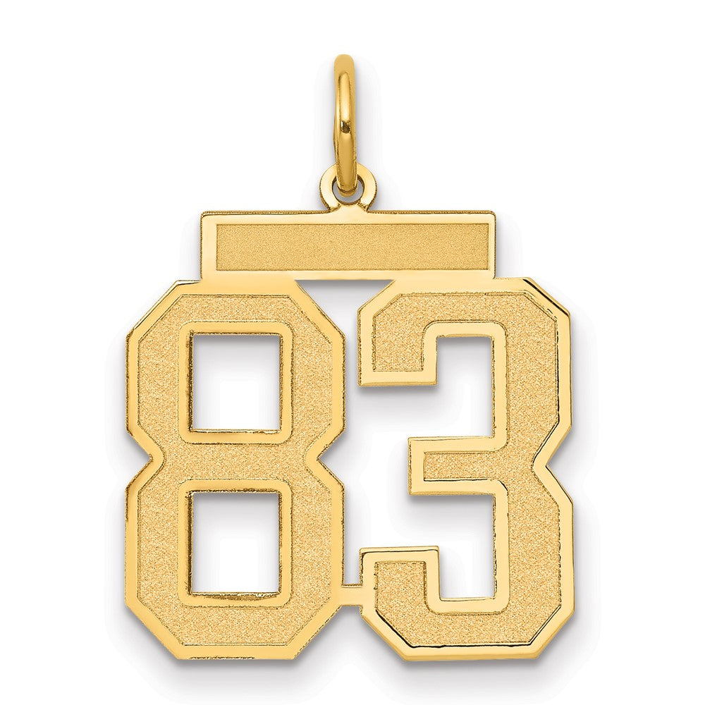 14k Medium Satin Number 83 Charm - Model LSM83