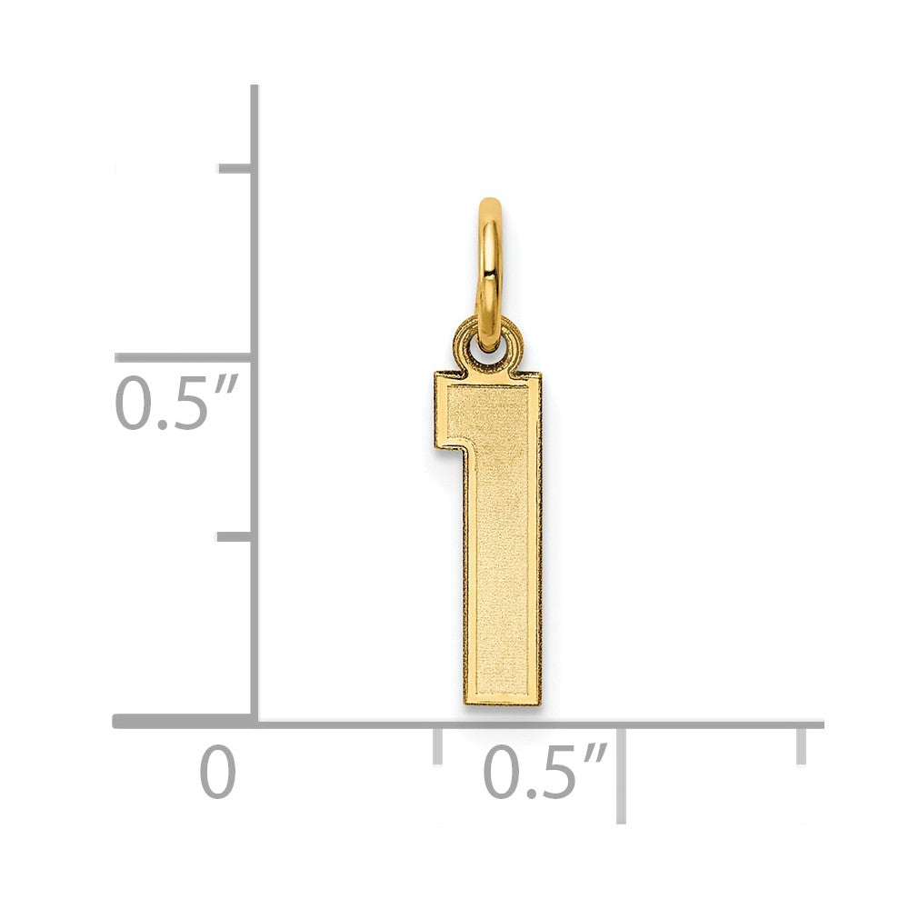 14k Small Satin Number 1 Charm - Model LSS01