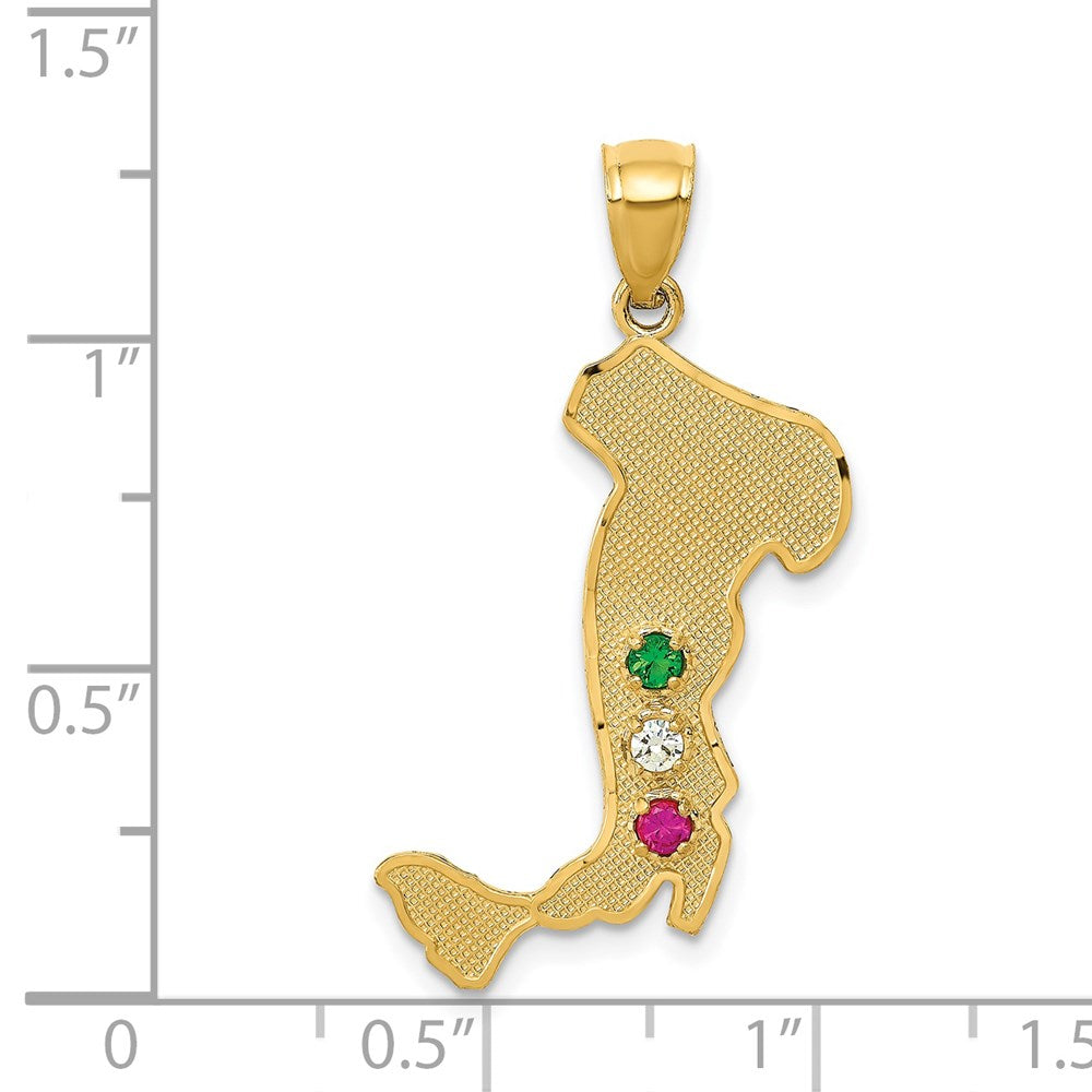 14k Italy W/emerald, Ruby And Cz Stones Charm - Model M527 - Charlie & Co. Jewelry