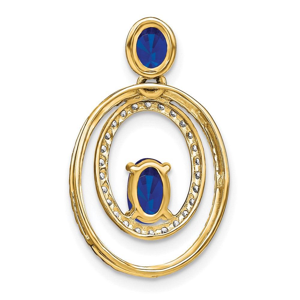 14k Sapphire And Diamond Oval Pendant - Model PM7208-SA-016-YA - Charlie & Co. Jewelry