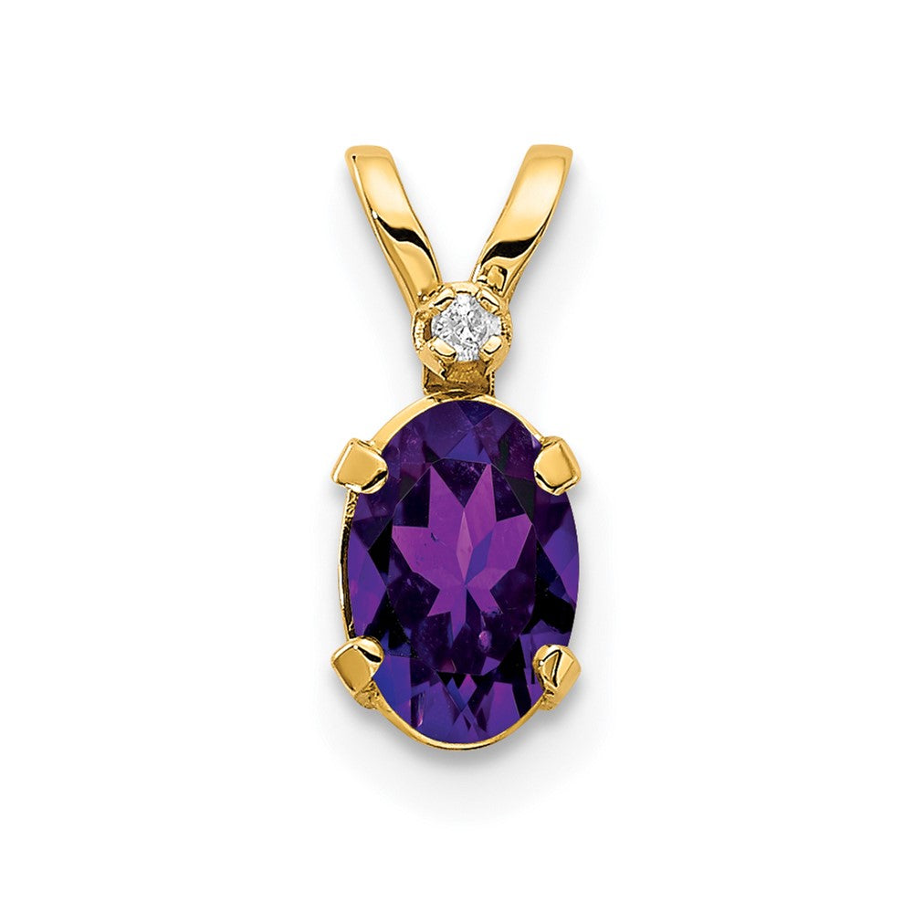 14k Diamond & Amethyst Birthstone Pendant - Model XBE157