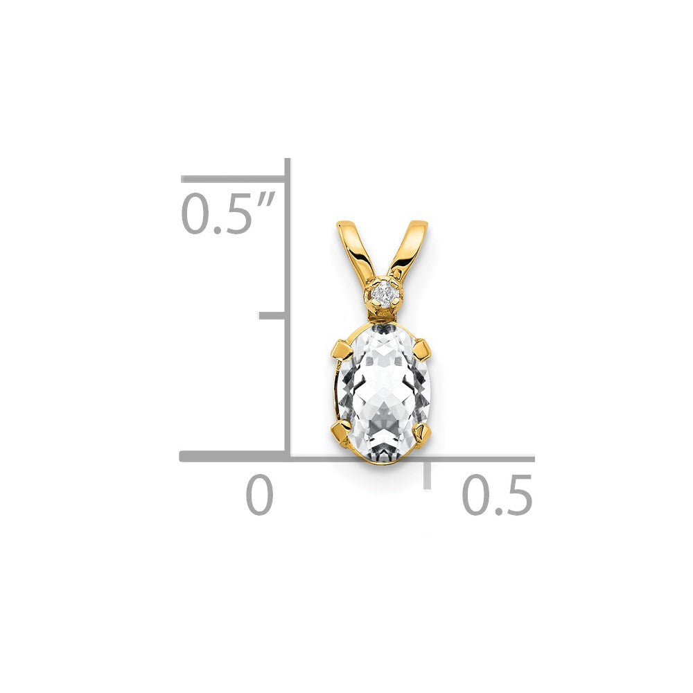 14k Diamond & White Topaz Birthstone Pendant - Model XBE159