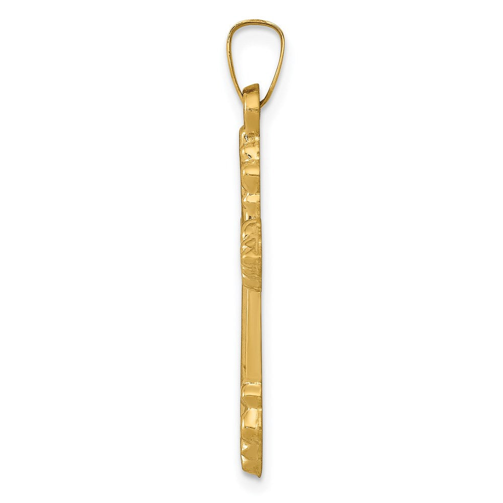 14k Brushed And Polished Budded Cross Pendant - Model XR1472