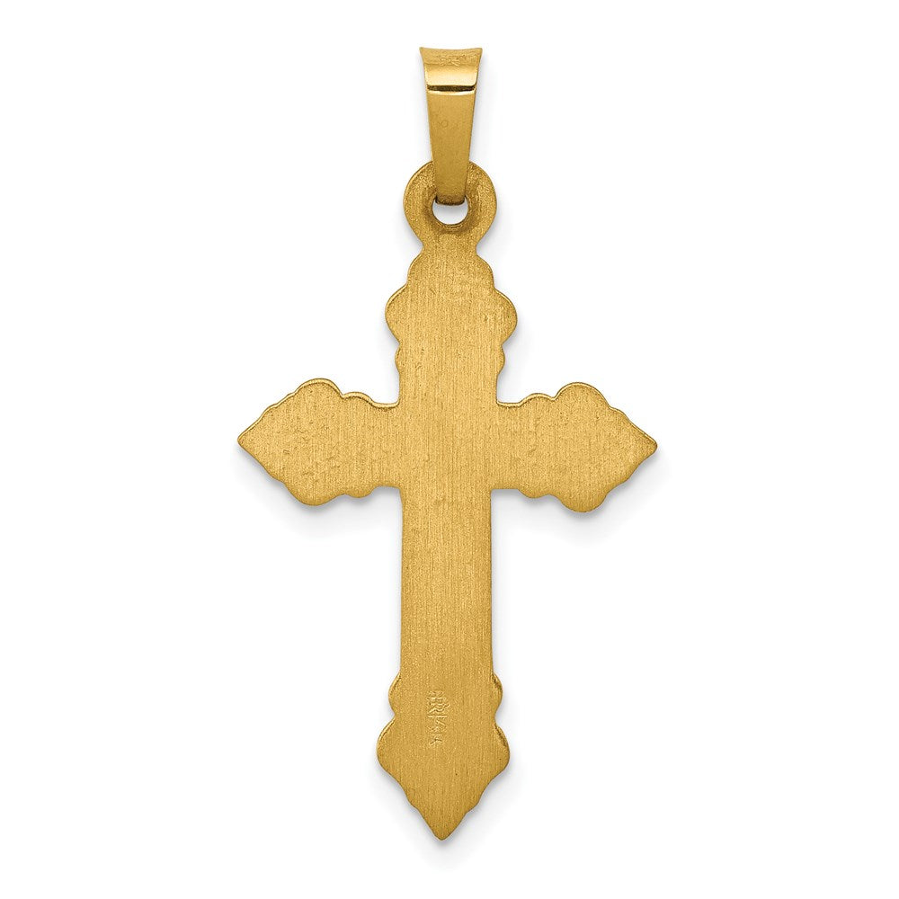 14k Brushed And Polished Budded Cross Pendant - Model XR1472