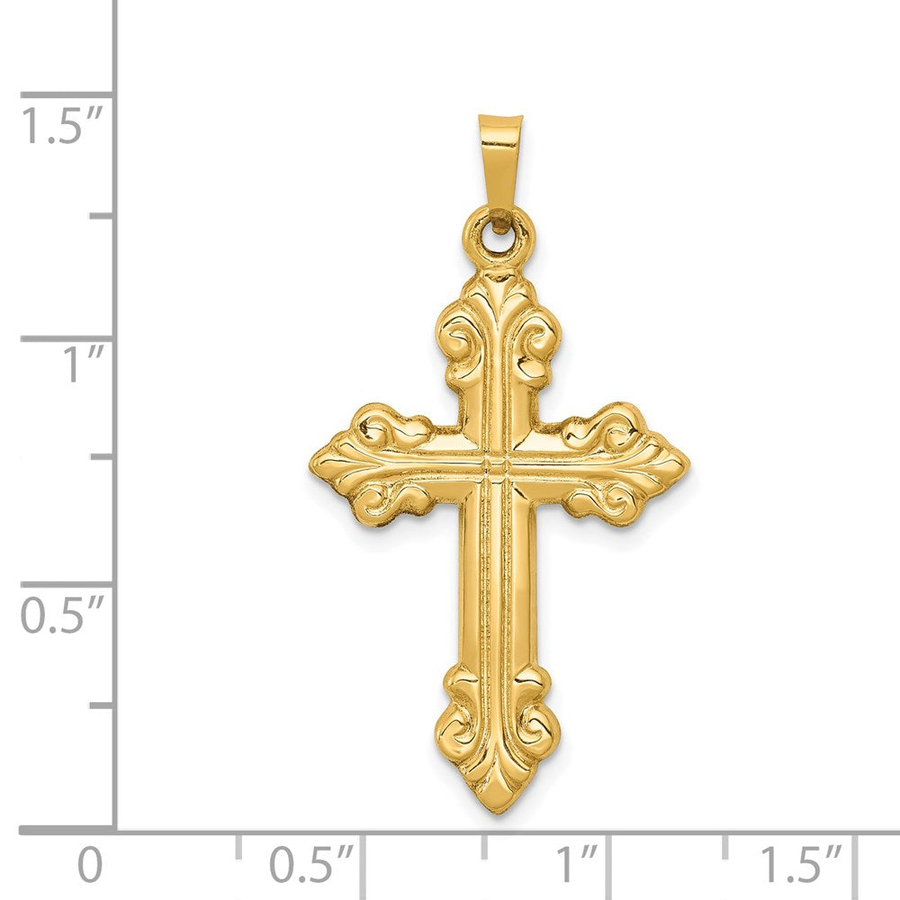 14k Polished Cross Budded Pendant - Model XR1473