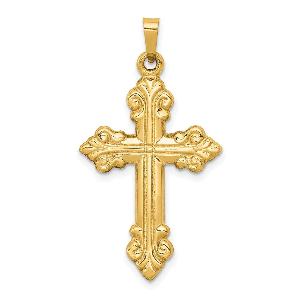 14k Polished Cross Budded Pendant - Model XR1473