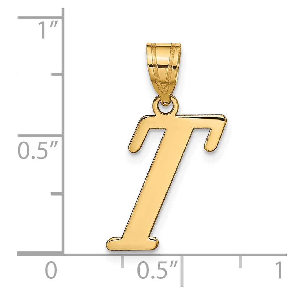 14k Polished Letter T Initial Pendant - Model YC1440T