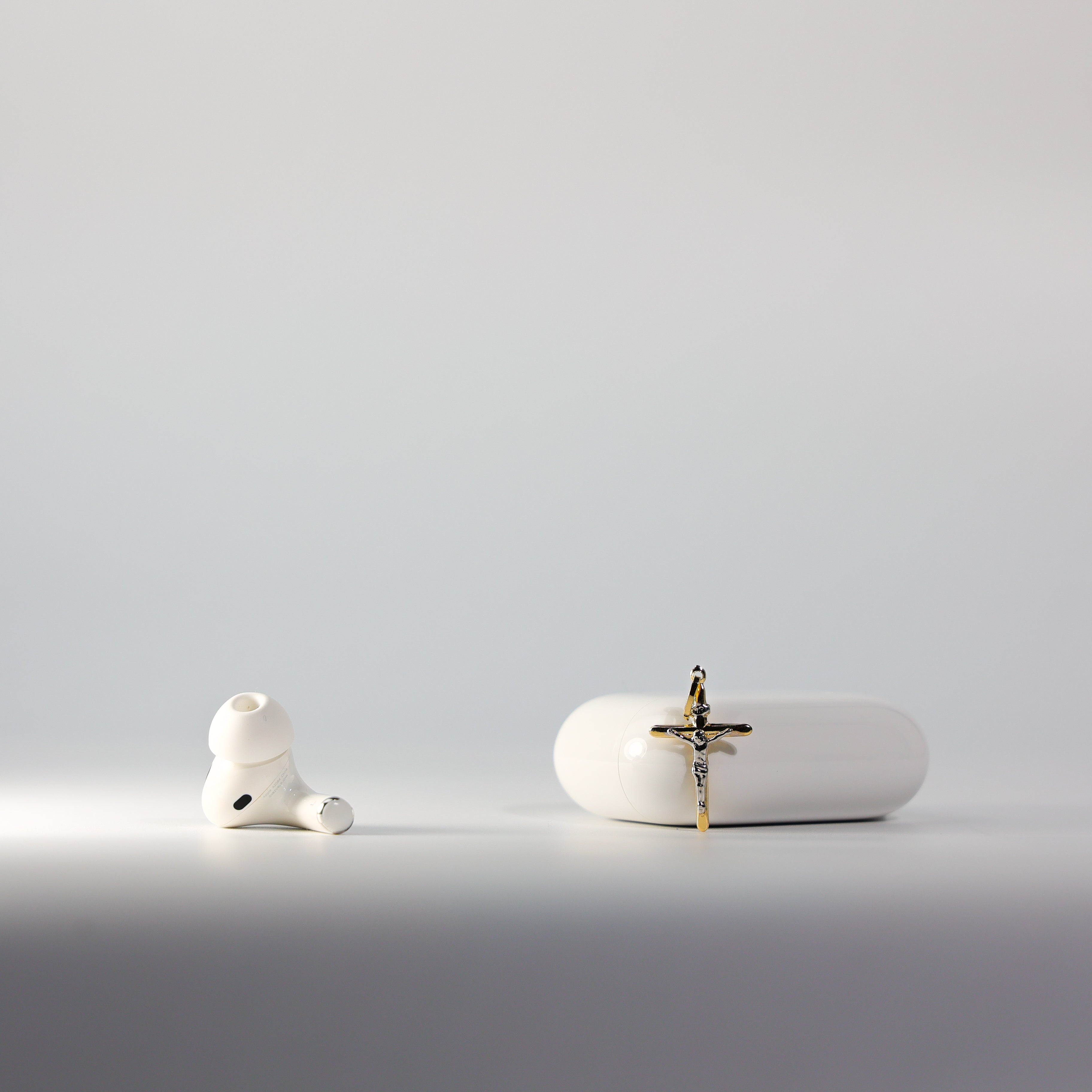 Gold Half Tube Crucifix Cross Pendant Model-0008 - Charlie & Co. Jewelry