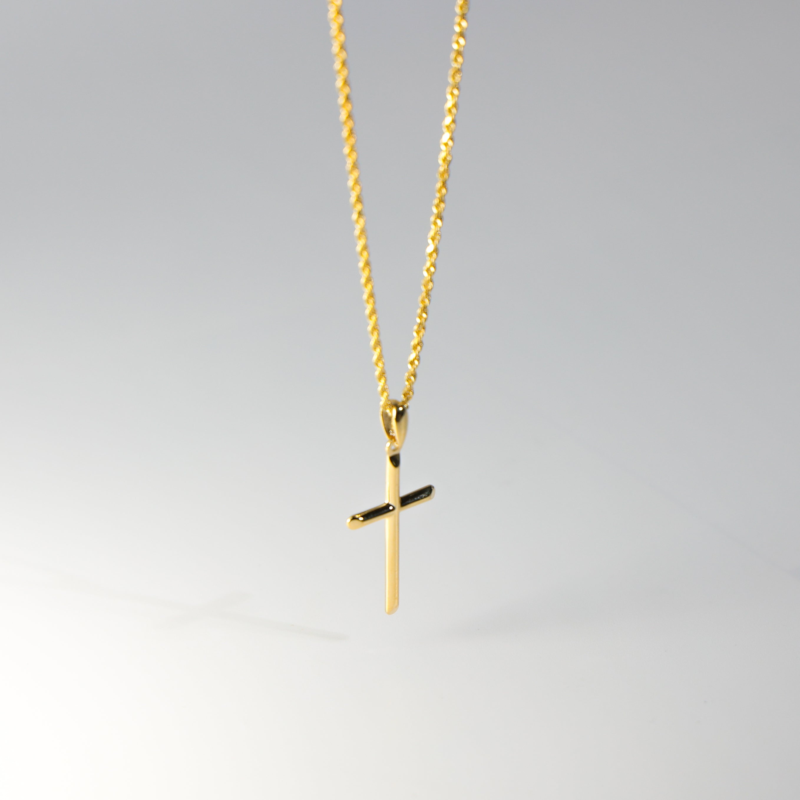 Gold Classic Tube Cross Pendant Model-0878 - Charlie & Co. Jewelry