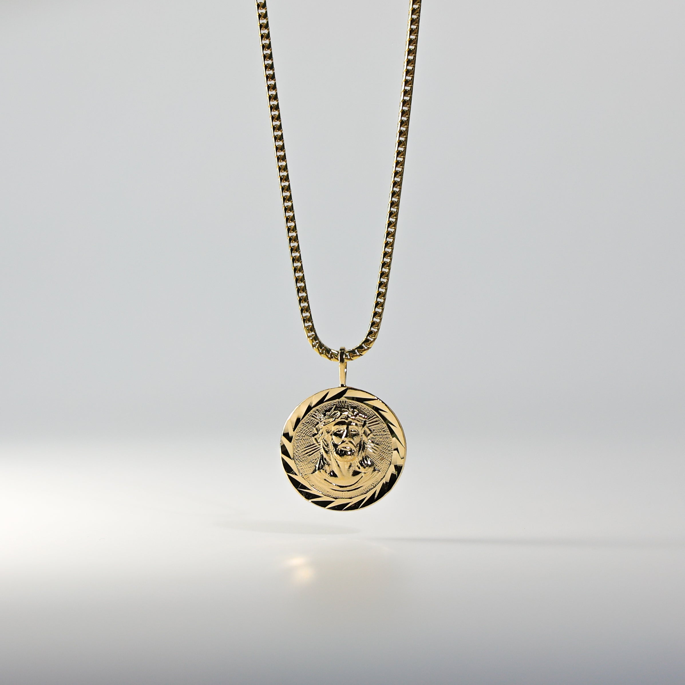 Gold Jesus Head Stamp Medal Pendant Model-1380 - Charlie & Co. Jewelry