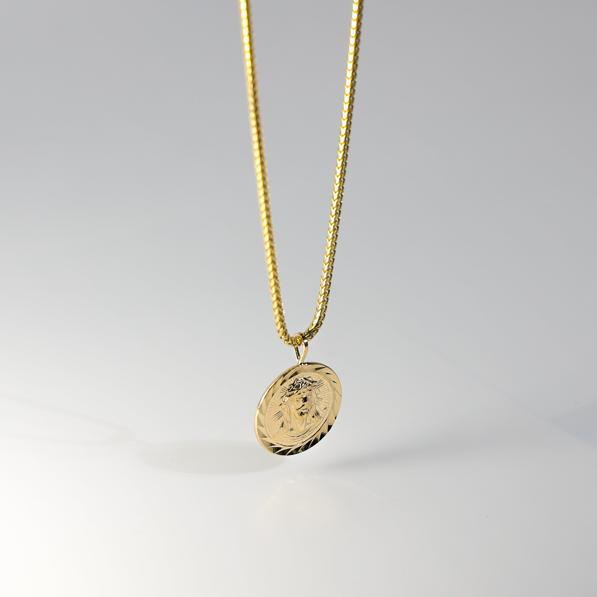 Gold Jesus Head Stamp Medal Pendant Model-1380 - Charlie & Co. Jewelry