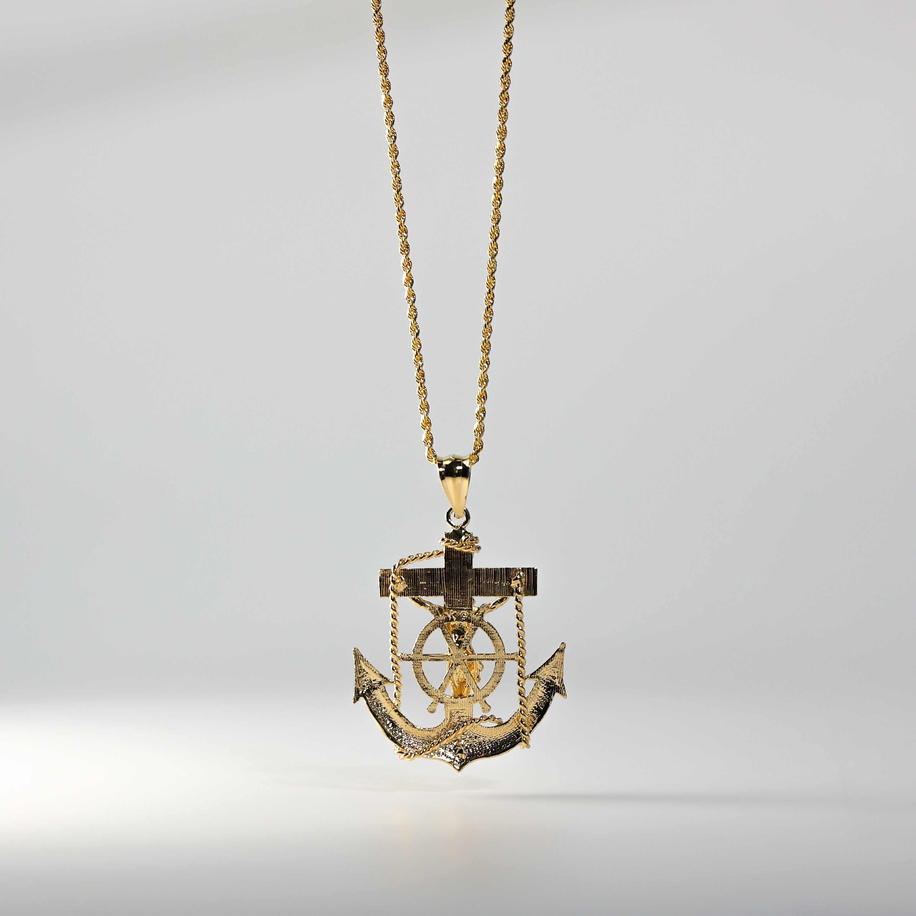Gold Mariner Crucifix Anchor Pendant Model-1223 - Charlie & Co. Jewelry