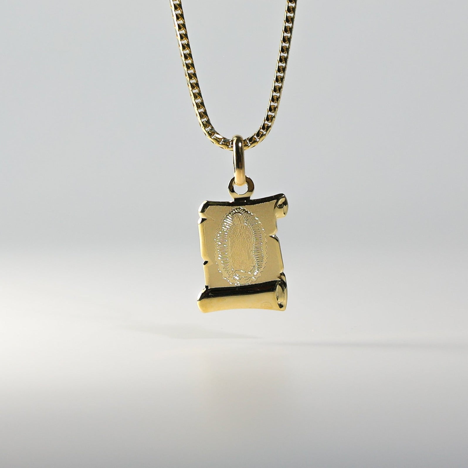 Gold Guadalupe Enamel Plate Pendant Model-PT1266 - Charlie & Co. Jewelry