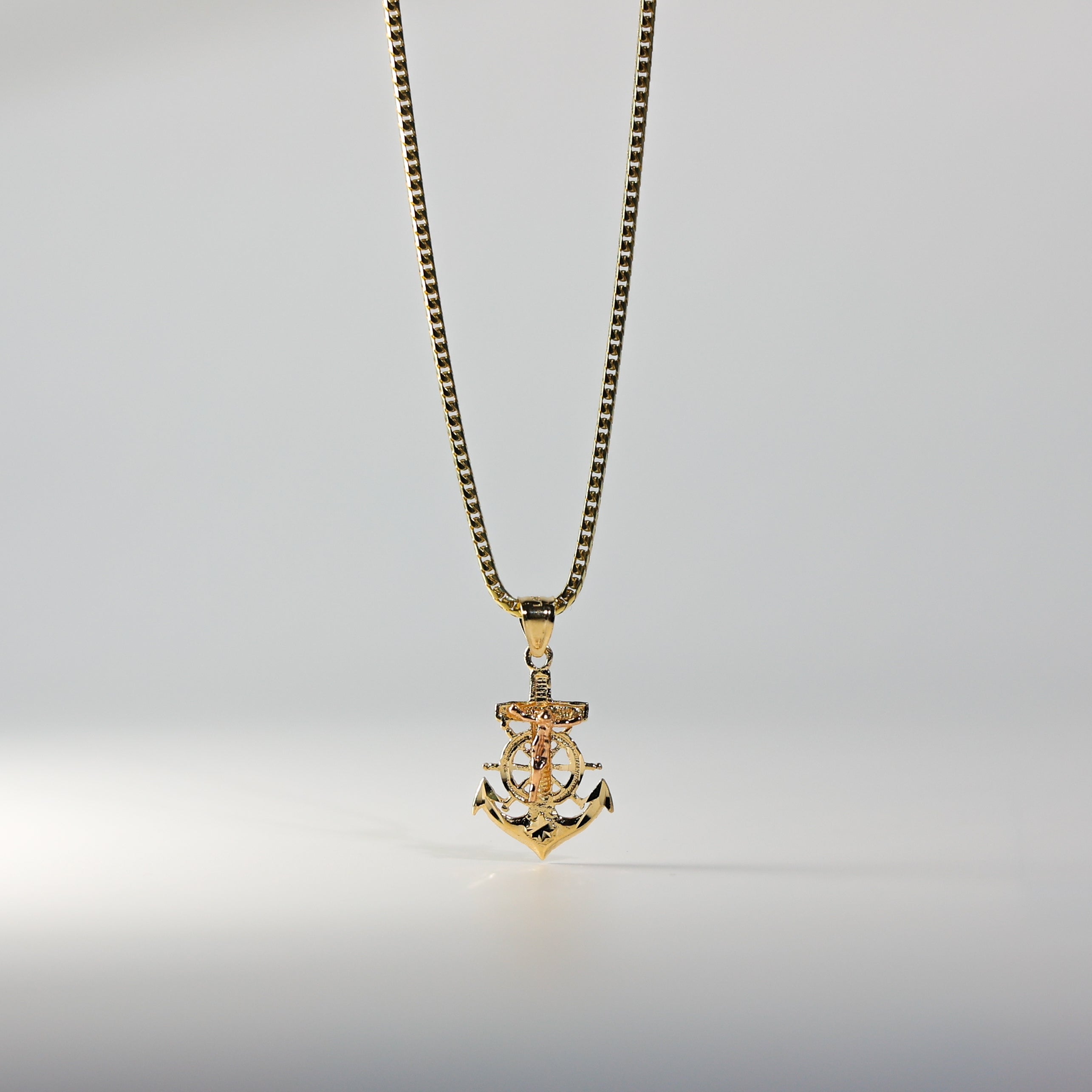 Gold Mariner Anchor Crucifix Pendant Model-1205 - Charlie & Co. Jewelry