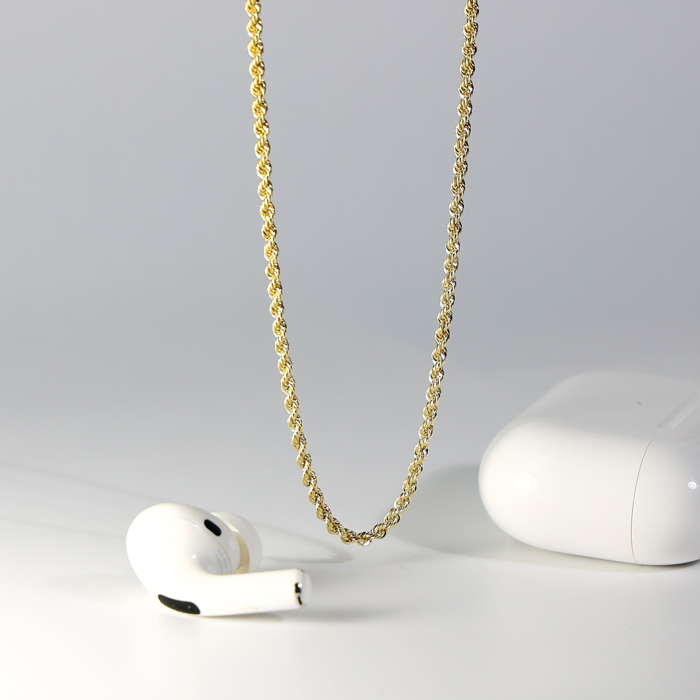 Gold 2.5mm Hollow Rope Chain Model-0436 - Charlie & Co. Jewelry