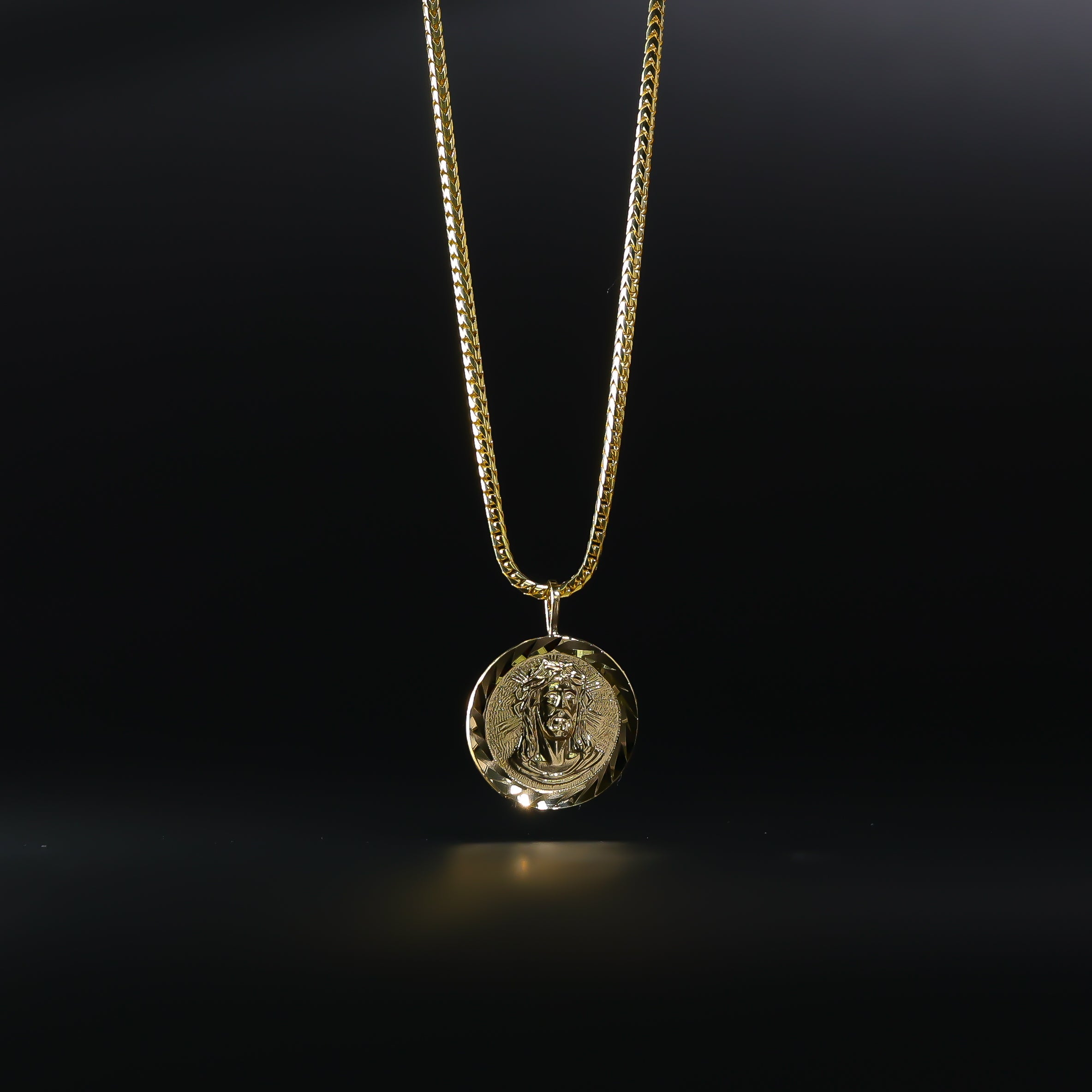 Gold Jesus Head Stamp Medal Pendant Model-1380 - Charlie & Co. Jewelry