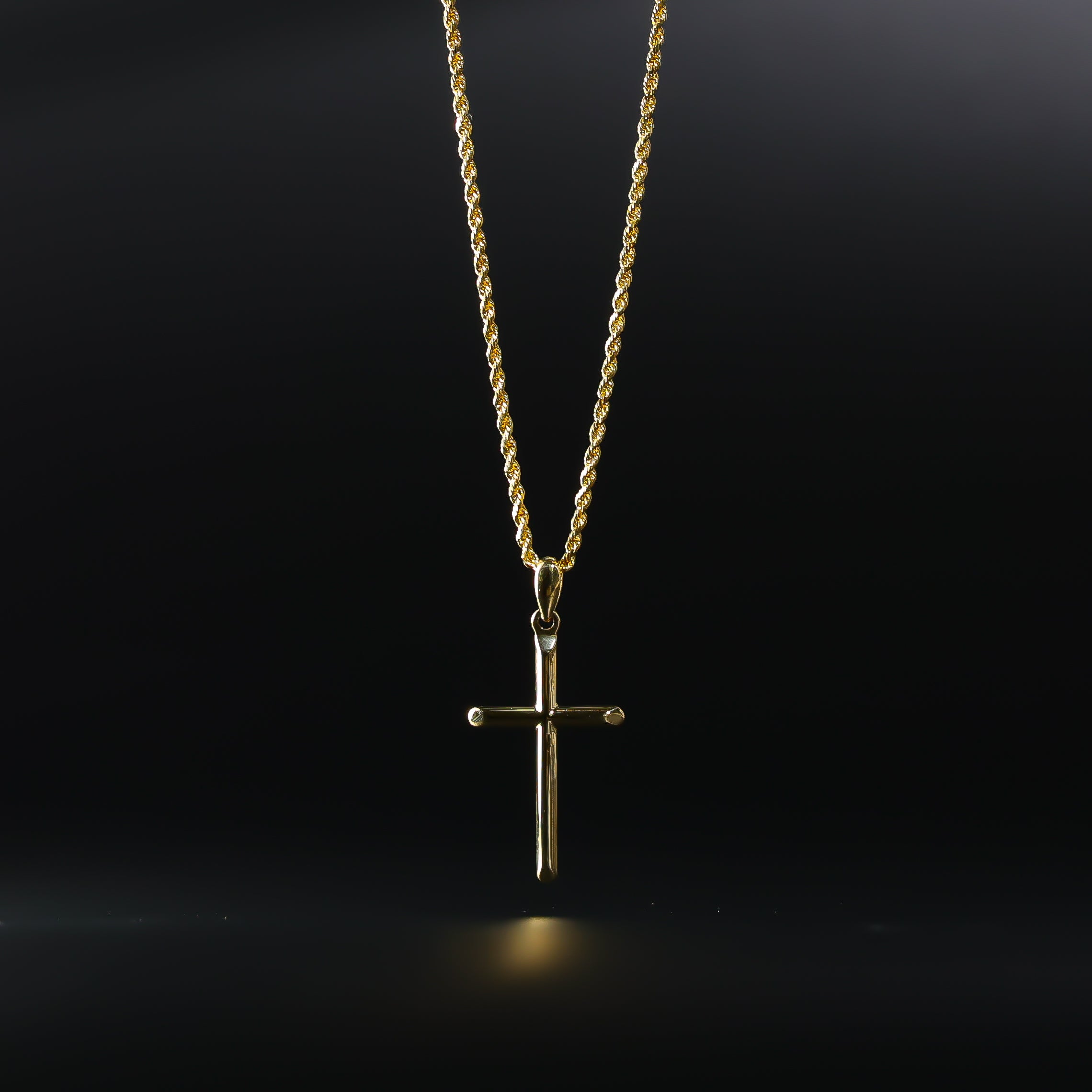 Gold Classic Tube Cross Pendant Model-0878 - Charlie & Co. Jewelry