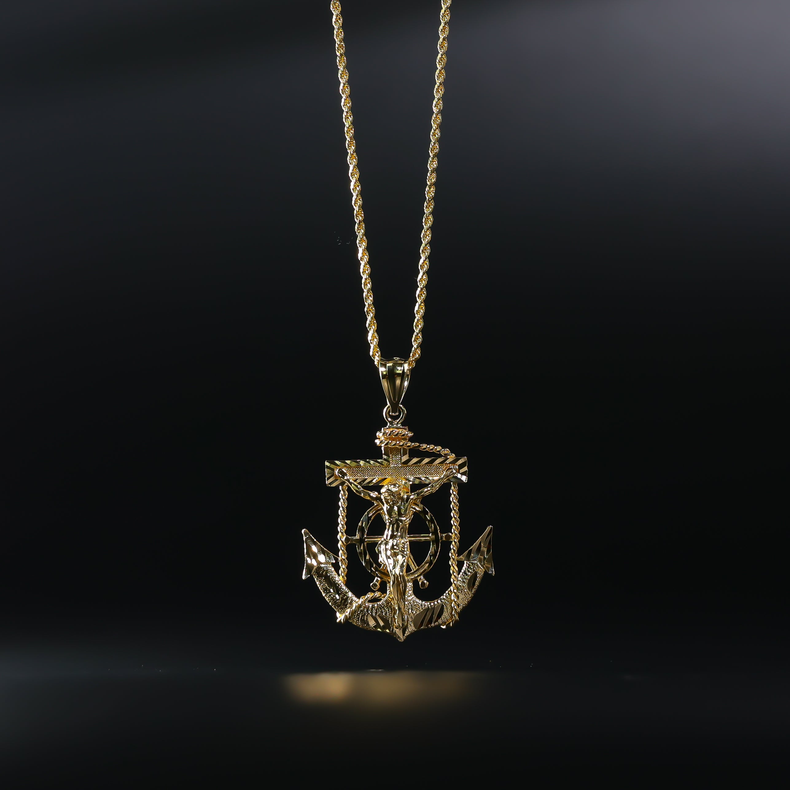 Gold Mariner Crucifix Anchor Pendant Model-1223 - Charlie & Co. Jewelry