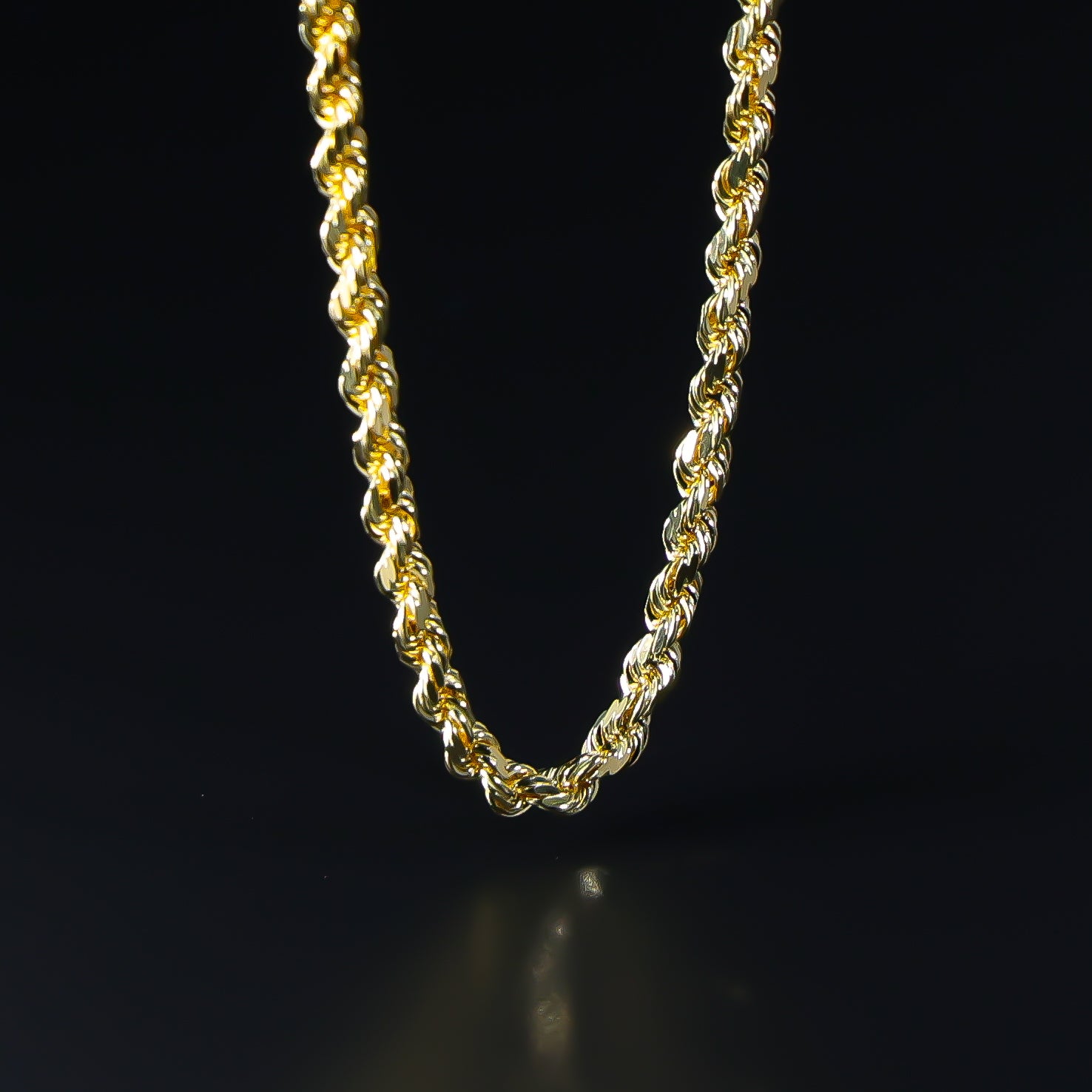 Gold Diamond Cut 4mm Solid Rope Chain Model-0386 - Charlie & Co. Jewelry