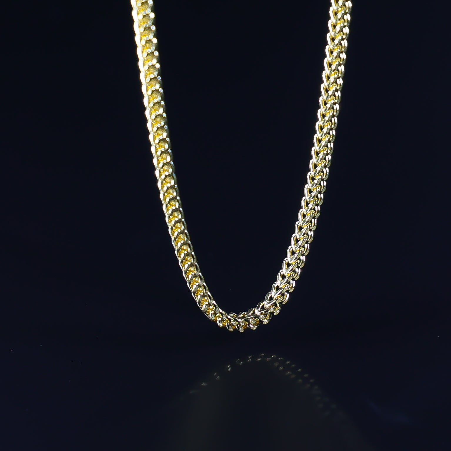 Gold 2.7mm Hollow Square Franco Chain Model-0535 - Charlie & Co. Jewelry