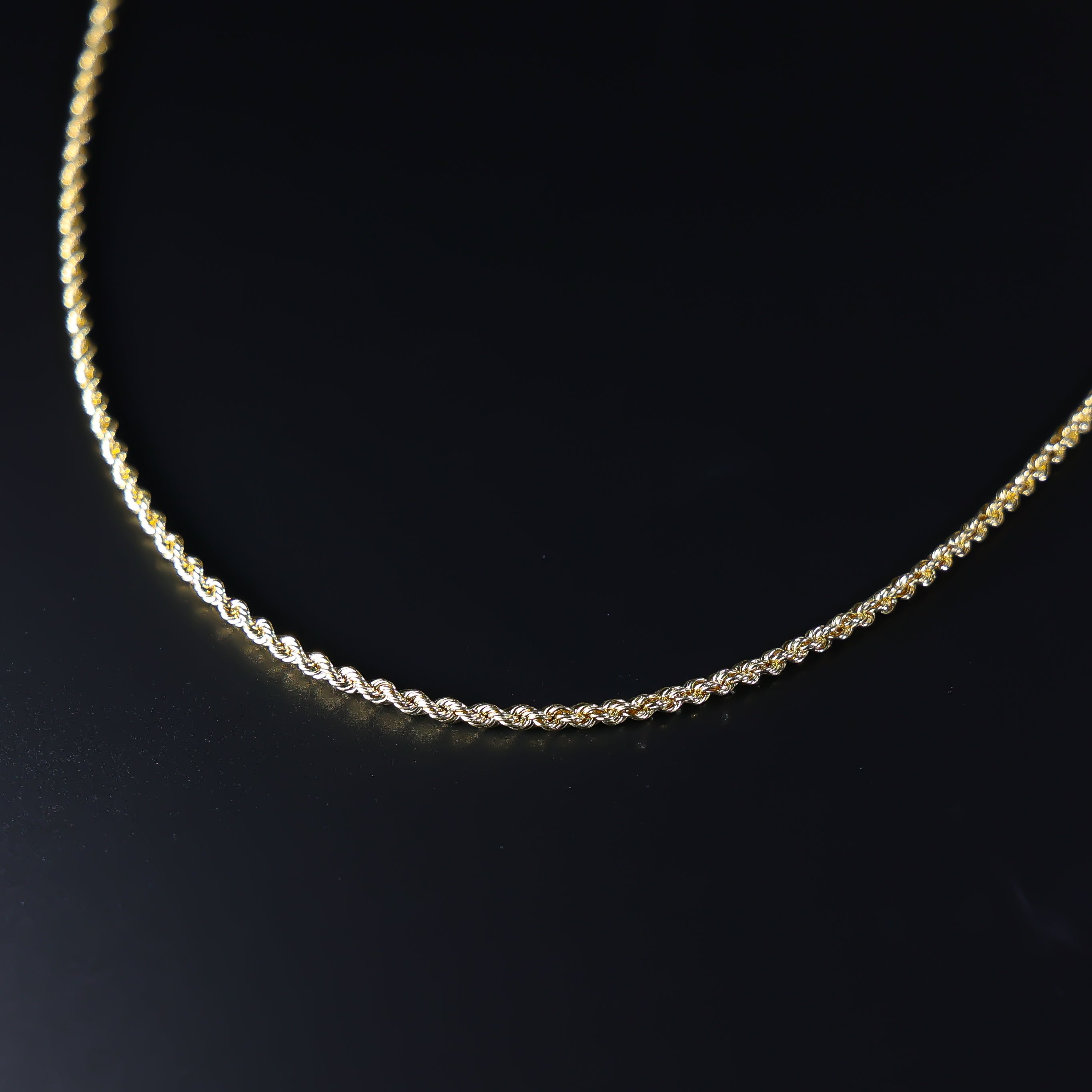 Gold 2.5mm Hollow Rope Chain Model-0436 - Charlie & Co. Jewelry