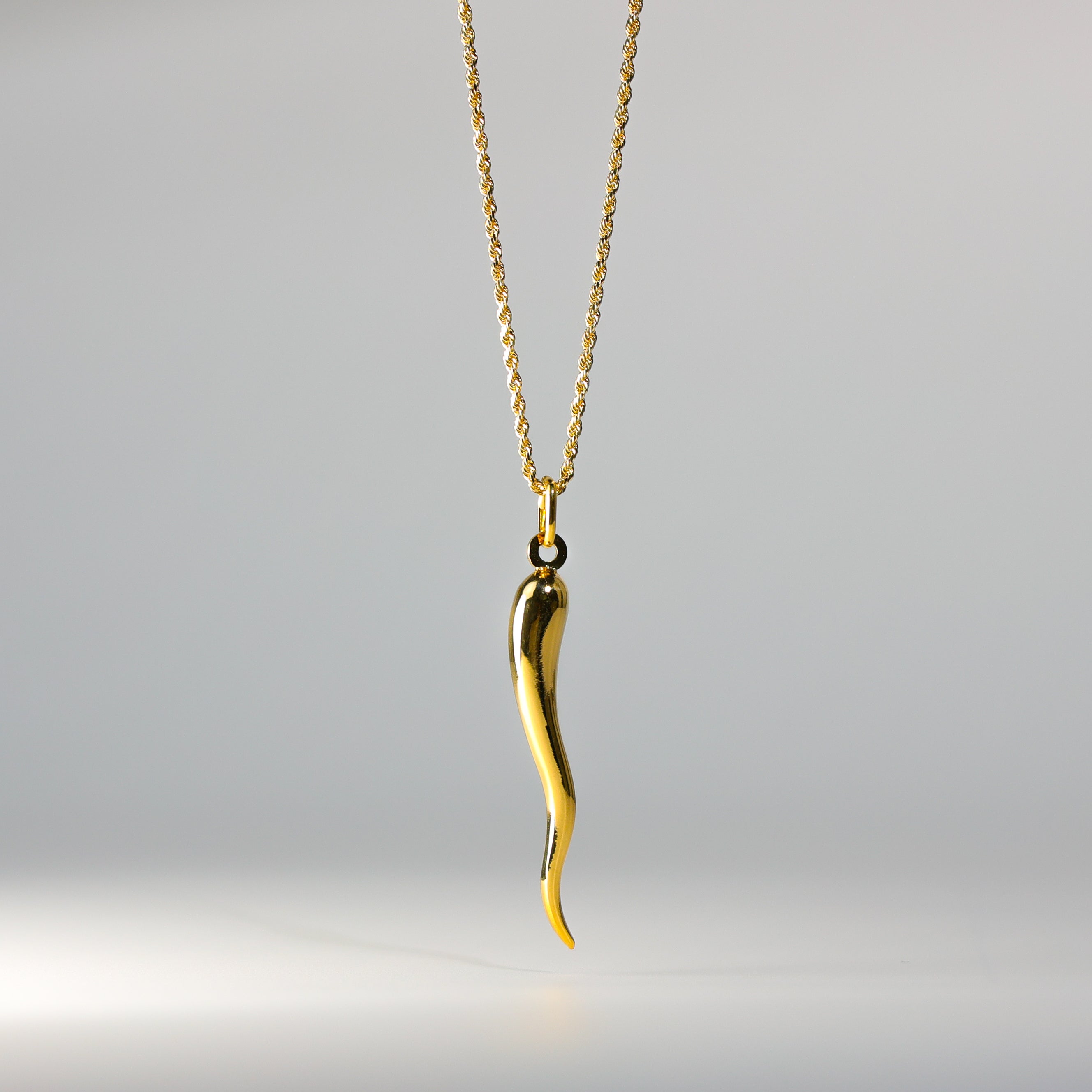 Gold Large Cornicello Horn Pendant Model-794 - Charlie & Co. Jewelry