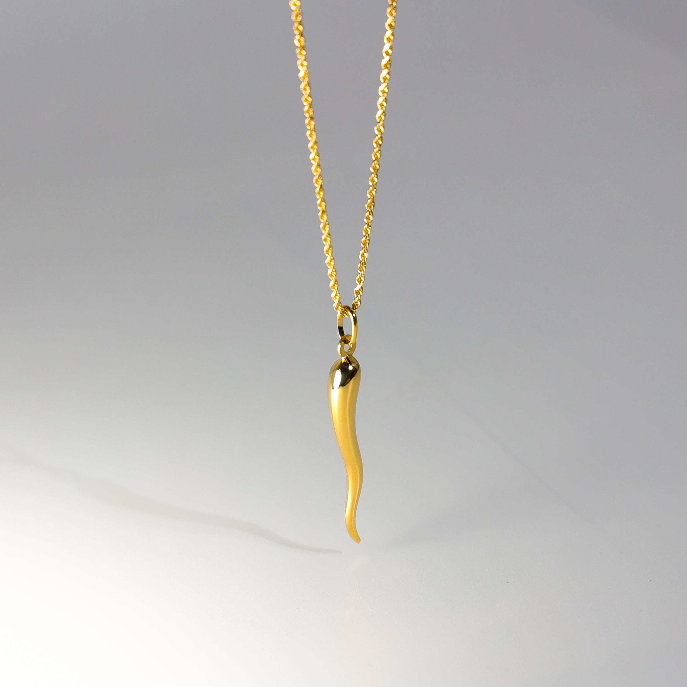 Gold Large Cornicello Horn Pendant Model-794 - Charlie & Co. Jewelry